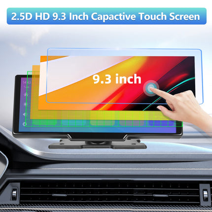 Podofo juhtmevaba Apple Carplay Android Auto kaasaskantav autoraadio 9,3-tollise ekraaniga stereo juhtmevaba Carplay, Bluetoothi, FM-ülekande, 2 jaotusfunktsiooniga, sõidumeerik 7V-32V