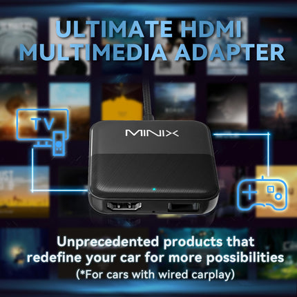 MINIX HDMI-muundur autotelerile, HDMI-adapter Fire TV pulgale/mängusülearvutile/lülitile/ekraaniülekandele/DVD-le/digiboksidele, 2,4 GHz WiFi, ühenda ja mängi, kiire videoedastus nulllatentsusega