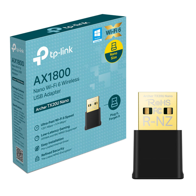 TP-Link Archer TX20U Nano WLAN Stick for PC, WiFi 6 AX1800 Dual Band WLAN Adapter, Nano Size, WPA3, MU-MIMO, only Compatible with Windows 11/10
