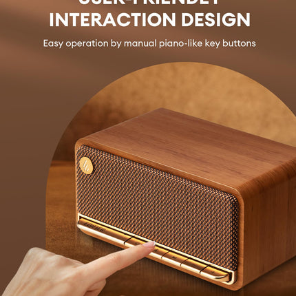 Edifier MP230 Portable Bluetooth Speaker, Wireless Speaker with 48mm Drivers, 20W RMS Stereo Sound, Crisp Treble and Punchy Bass, 9h Playtime, Bluetooth V5.0, AUX, Micro SD (Retro Wood)