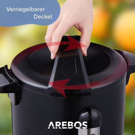 Arebos hõõgveinikann 950 W | Kuumade jookide dosaator | 6,8 L | tilgaaluse, kraani, termostaadi ja ülekuumenemiskaitsega | Temperatuuri reguleerimine 30–110 °C | Must