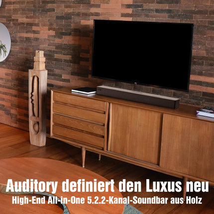 Hiwill 5.2.2-kanaliline Dolby Atmosega teleritele mõeldud heliriba, 400 W universaalne teleri heliriba kahe integreeritud subwooferiga, puidust korpusega kodukino helisüsteem, telerikõlarid, HDMI eARC/optiline/Aux