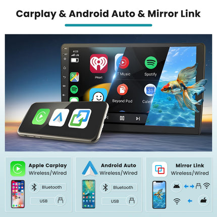 Hikity 2+64G autoraadio ja navigatsioonisüsteem Toyota Avensis T27 2008-2015 autole koos juhtmevaba Carplay, Android Auto Mirror Linki, 9-tollise puutetundliku ekraaniga Android 13 raadio, WiFi, GPS, Bluetooth, FM, RDS EQ, SWC tahavaatekaameraga