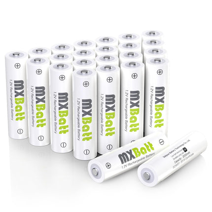 MXBatt AA Rechargeable Batteries Nimh 1.2V 3200mAh,AA Rechargeable Batteries with Low Self-Discharge Pack of 24
