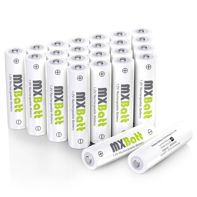 MXBatt AA Rechargeable Batteries Nimh 1.2V 3200mAh,AA Rechargeable Batteries with Low Self-Discharge Pack of 24