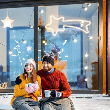 SALCAR 70cm LED Shooting Star Neon Light Illuminated Outdoor, 240s Window Silhouette Christmas Decoration, Christmas Decoration Christmas Light Garden Large House, Warm White