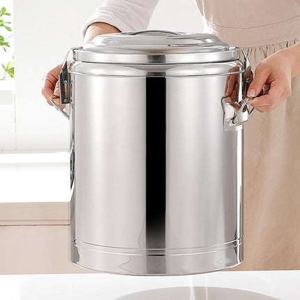 Insulated stainless steel beverage dispenser, keeps drinks hot or cold, commercial thermal bucket for coffee, tea, water, ideal for catering or events