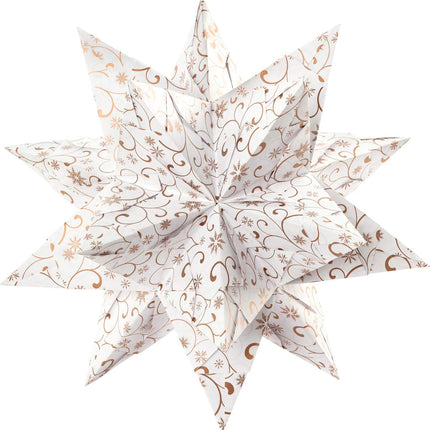 folia 410/1515 - Meisterdamiskomplekt Bascetta Star jõulukaunistus, valge/vask, 32 lehte, 15 x 15 cm, valmis paberist tähe suurus u. 20 cm, koos üksikasjalike juhistega - ideaalne ajatuks kaunistuseks
