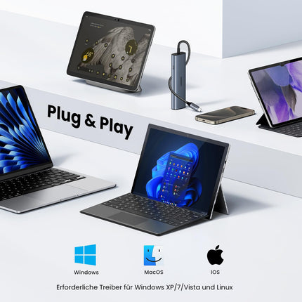 UGREEN 10Gbps USB C jaoturiga Etherneti adapter 2*USB C 3.2 ja 2*USB A USB C LAN-adapteriga, mis ühildub iPhone 16, iPad Pro/Air, MacBook Pro/Air, Galaxy S24, Steam Decki jne-ga.