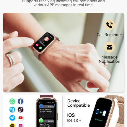 RUXINGX Smartwatch Women, 1.47″ Fitness Watch with 24 Sports Modes, 24H Heart Rate Monitor, SpO2, Sleep Monitor, Menstrual Cycle, IP68 Waterproof Sports Watch Pedometer with WhatsApp for Android iOS Rose Gold