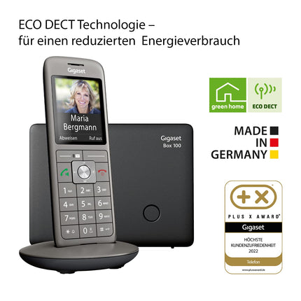 Gigaset CL660HX - DECT juhtmeta telefon ruuteritele - Fritzbox, antratsiitmetallik ja DECT baasjaam Box 100 teie enda sidesüsteemi jaoks Gigaset telefonidega, mustas värvitoonis
