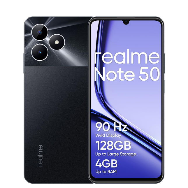 Realme Note 50 nutitelefon 4+128GB, 90Hz ergas ekraan, kuni 8GB dünaamilist muutmälu + 128GB ROM, 13MP tehisintellektiga kaamera, 7,99mm üliõhuke, 5000mAh massiivne aku, südaöömust