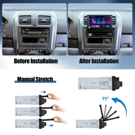 CAMECHO 4+64G 7-tolline autoraadio 1Din juhtmevaba Carplay puutetundliku ekraaniga navigatsiooniga raadio sissetõmmatav manuaalne ekraan tahavaatekaamera Bluetoothi, Android Auto, GPS, WiFi, DSP, FM/RDS, peegli link SWC