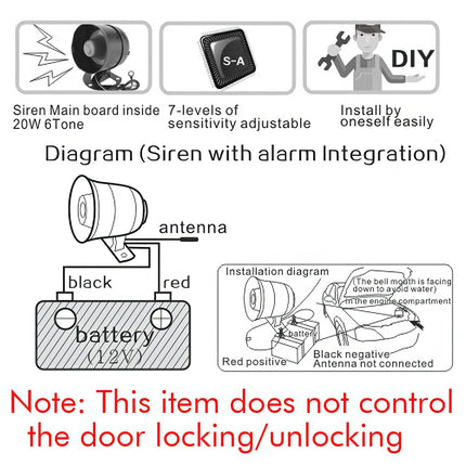 Riloer autoalarmisüsteemid, universaalne alarmsüsteem 2 kaugjuhtimispuldiga, CW-8110 auto turvasignaal 120Db sissemurdmissignalisatsioonisüsteem, 12V 20W 6-tooniline alarmseade sissemurdmissignalisatsioonisüsteemi komplekt