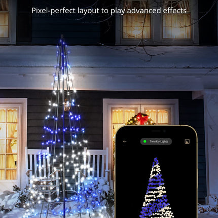 Twinkly 3D valguspuu 3 meetrit, lame jõulupuu ustele ja seintele sise- ja välistingimustes, 300 kaardistatavat RGB ja valget LED-i, ühildub Alexa ja Google Home'iga, IP44, rakendusega juhtimine