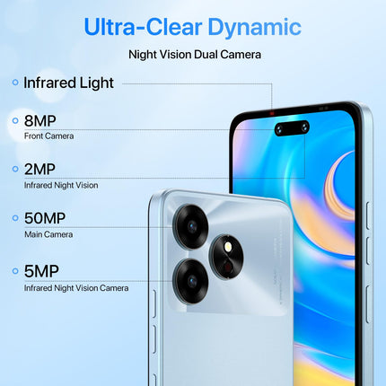 UMIDIGI G6 5G mobiiltelefon, 6GB+128GB/TF 1TB, Android 13 nutitelefon ilma lepinguta, 6.57" 90Hz HD+, 50MP kaamera 5000mAh, Dimensity 6100+ 5G lukustamata telefonid, sõrmejälje-/näotuvastuse/GPS, NFC (roheline)