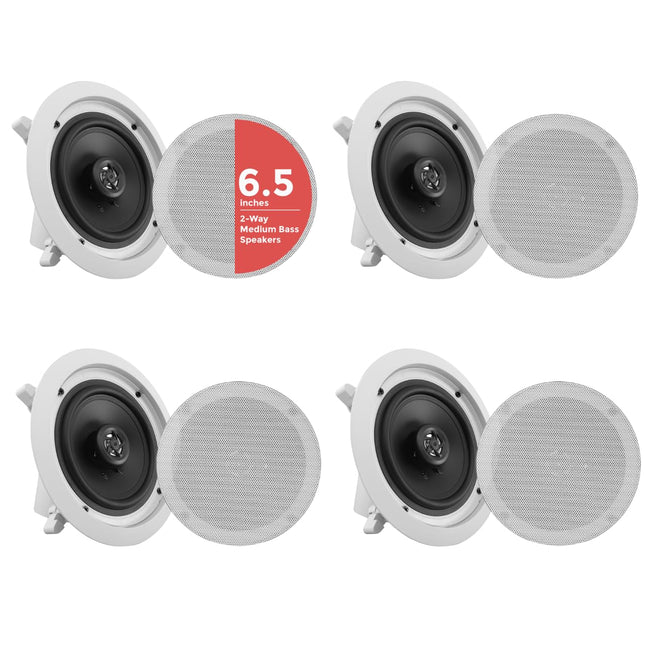 Pyle 16,5 cm 4-laekõlar, 200 W laekõlar, Bluetooth-laekõlar, 4-kanaliline võimendi, seinakõlar, kahesuunaline kõlar, lameda laekõlari, vahetatavate võredega