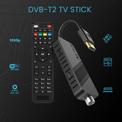 Leyf DVB-T2 DVB-T2 dekooder Full HD 1080P, teleri dekooder, teleri taha peidetud, digitaalne ekraan, HEVC H265 Main 10-bitine, 2-ühes kaugjuhtimispult, HDMI/AV, USB