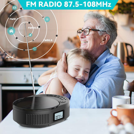 NEW 2025 CD Player Portable, Monodeal CD Player Bluetooth &amp; Radio FM 2 in 1, Rechargeable Portable CD Player with Speaker, Discman CD Player, Support AUX/USB-Black