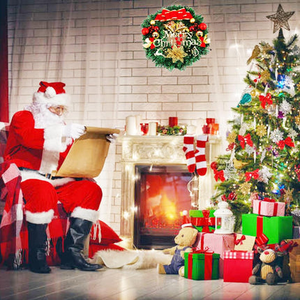 WBYNB Christmas wreath for front door, door wreath Christmas Christmas decoration, artificial Christmas wreath, for front door wall tree decoration Christmas party shopping malls shop windows (30 cm)