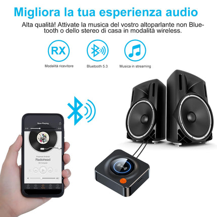 eppfun Bluetooth 5.3 audioadapter, Bluetooth-vastuvõtja stereosüsteemile 3,5 mm AUX-pesa ja RCA-ga, HiFi-vastuvõtja kõlari- võimendi jaoks