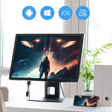 EZCast 2 juhtmevaba ekraanivastuvõtja, toetab 2,4/5 GHz WiFi-d, ühildub Androidi, iOS-i, Windowsi, macOS-i, DLNA, Miracasti ja Airplay peegeldamisega