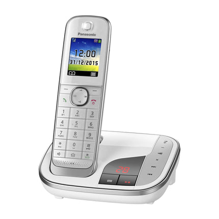 Panasonic KX-TGJ320GW Cordless Phone with Answering Machine, Hands-Free, Color LCD, DECT Security, Low Radiation, Long-Lasting Battery, Black