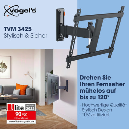 Vogel's Comfort TVM 3425 pööratav teleri seinakinnitus 32–65-tollistele teleritele, max. 25 kg, pöörleb kuni 120°, täielikult liikuv telerikinnitus max. VESA 400x400, universaalne ühilduvus