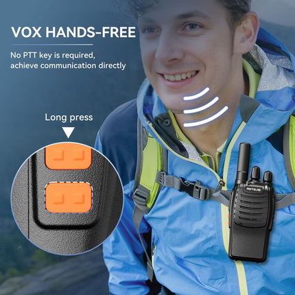 Retevis H777 raadiosaatja, PMR-raadiokomplekt, litsentsivaba kahesuunaline raadio, C-tüüpi ja USB-laadimisjaam, LED-tulega pihuraadio ja hädaolukorra hoiatustega perele, telkimiseks (2)