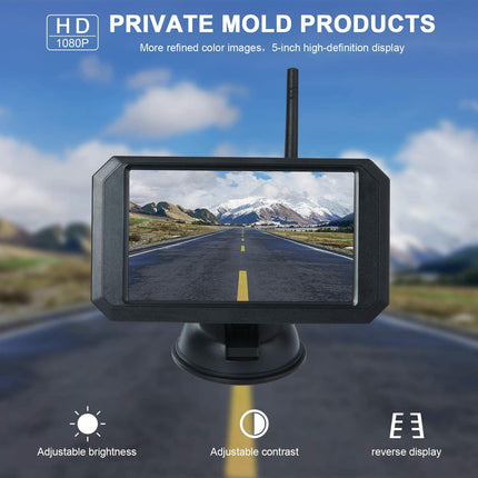 OBEST Digital Wireless Backup Camera Kit, 5-inch 1080p Screen and Waterproof Night Vision Camera with Mirror Reversing and Parking Assist for 9-28V