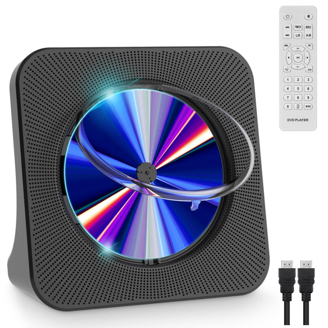 Gueray DVD-mängija telerile, kõikide piirkondade tasuta lauaarvuti DVD/CD-mängija koju, Bluetooth-kõlaritega, ekraaniga, äratuskellaga, FM-raadioga ja CD-mängijaga, USB-kaardi taasesitusega, kaasas kaugjuhtimispult, HDMI-kaabel