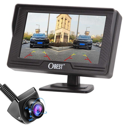 OBEST tahavaatekaamera HD 1080P, auto tahavaatekaamera komplekt, tahavaatekaamera 4,3-tollise ekraaniga, öine nägemine, IP69 veekindel tahavaatekaamera komplekt bussile, kaubikule, veoautole, transpordiautole, matkaautole, haagissuvilale