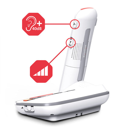 SWISSVOICE - Xtra 2355 - DECT - Cordless Landline Phone - Large Buttons - Answering Machine - Audio Boost - Hearing Aid Compatible - Call Blocking - White