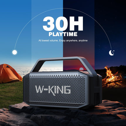 W-KING Bluetooth kõlar, 80W tippvõimsusega IPX6 veekindel, kaasaskantav muusikakarp Bluetooth karp 2 täisriba draiveriga/rikkalik bass, 2 sidumist/30 tundi/U-ketas/TF-kaart/AUX/EQ, suur peokõlar