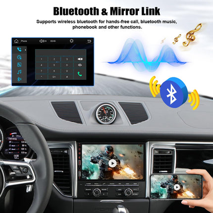 CAMECHO Double Din Radio with Wireless Carplay, 7 inch Touchscreen Android Auto Car Radio with Bluetooth FM Mirror Link Steering Wheel Control AUX EQ Sound YouTube + Rear View Camera
