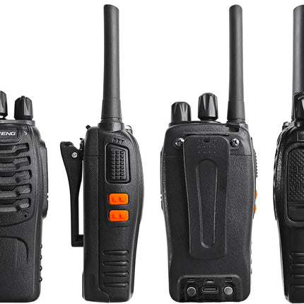 Baofeng Walkie Talkie PMR446 kahesuunaline raadiosaatja, professionaalne 16 kanaliga intercom, 2-osaline laetav saatja-vastuvõtja komplekt kõrvaklappide ja LED-valgusega
