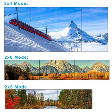 4K HDMI videoseina kontroller 4x4 16-suunaline teleriprotsessor suure ekraaniga videoliitmiskast 2x2 2x3 3x3 5x2 6x2 5x3 2x7 2x6 3x4 4X3 mitme videoekraani protsessori ühendaja