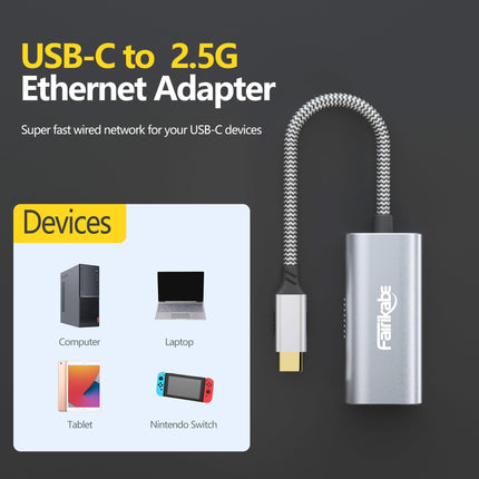 2.5G USB C Etherneti adapter, fairikabe USB Type-C LAN võrguadapter gigabitiga, ühilduv Thunderbolt 3-ga, Maci, MacBook Airi, MacBook Pro, iPad Pro, iPad Airi, sülearvuti ja arvuti jaoks