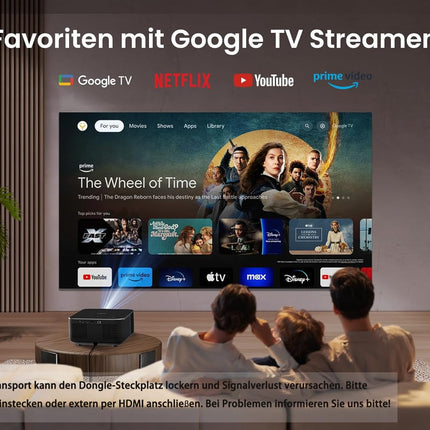 Yaber K3 nutiprojektor 【1600 ANSI ja Google TV ning heli JBL-ilt】 Päevavalgusprojektor WiFi 6 ja Bluetoothiga, mobiilne projektor kodukino ja õue jaoks, automaatne pildi reguleerimine, Netflix ja üle 7000 rakenduse (hõbehall)
