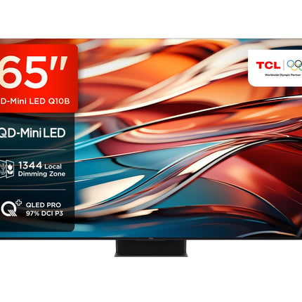 TCL 65Q10B 65-tolline QLED PRO MiniLED-teler, 4K UHD, 4K HDR Premium 3300 nitti, nutikas Google TV 144Hz Motion Clarity Pro ja Onkyo 2.1.2 Dolby Atmos heliga