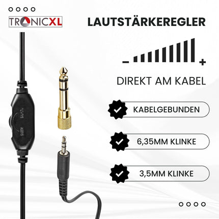 TronicXL TV kõrvaklapid kõrvaklapid peavõruga stereo 6m pikkused kaabeltelevisiooni televisioon, mis ühildub Sony, LG, Panasonic, Grundig, Samsung, Philips, Toshiba, Hisense, Medion kronsteiniga seenioride abistamiseks mõeldud televiisor