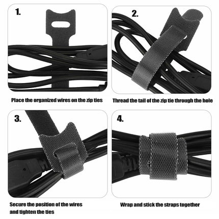 Reusable Cable Ties, Adjustable Cable Ties, Black Hook and Loop Cable Ties, Multipurpose Cable Ties, Cable Organizer for PC, Cell Phones, Computer Cable Management, 100 Pack