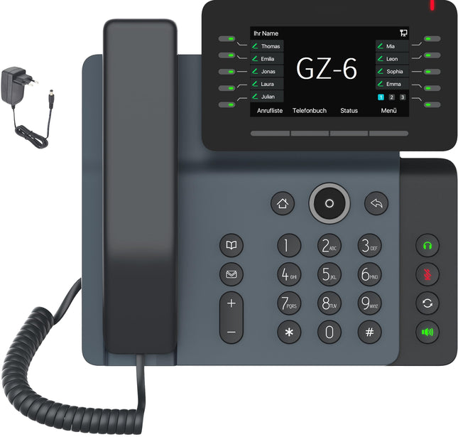 GEQUDIO IP-telefon GZ-6 toiteplokiga - Fritzboxi ja Telekomiga ühilduv - esmaklassiline käed-vabad süsteem ja kallutatav ekraan - Fritz!Boxi telefonisüsteemi, Sipgate'i, Telekomi ja Speedporti kasutusjuhend - WLAN Bluetooth