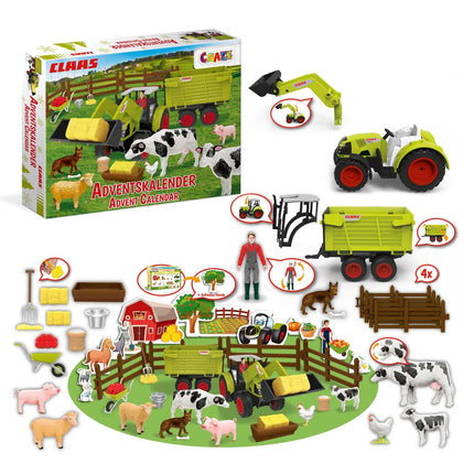 CRAZE Advent Calendar Children CLAAS Toy Advent Calendar with Farm Figures and Tractor, 24 Surprises, Advent Calendar Boys