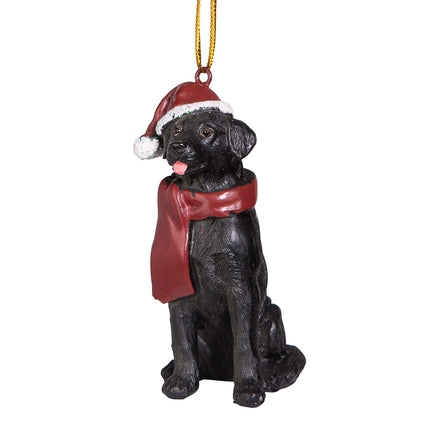 Disainiga Toscano musta labradori retriiveri koera jõulupuu kaunistus, polüresiin, lausvärvi, 8 cm