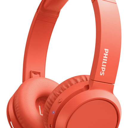 PHILIPS Audio TAH4205RD/00 kõrvaklapid bassivõimendi nupuga (Bluetooth, 29 tundi mänguaega, kiirlaadimine, müraisolatsioon, kokkupandav), punased