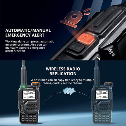 HYS Quansheng UV-K5 5W kahesageduslik raadiosaatja laadija laetavate akude raadio, VHF UHF kahesuunaline raadio (kõrvaklapiga, selge helitoruga, kõrvatroppidega)