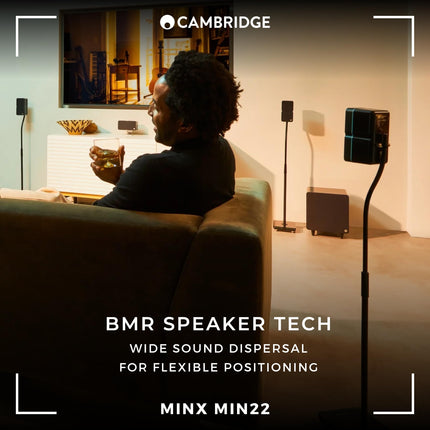 Cambridge Audio Minx Min 22 - Compact wired satellite speaker with BMR speaker technology - Includes keyhole bracket for discreet and easy wall mounting - Black