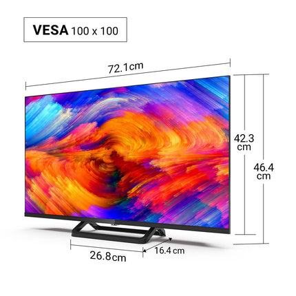 TuTu TUB32HN1NC televiisor 32-tolline (80 cm) LED HD-Ready kolmekordne tuuner (DVB-T/T2-CS/S2) HDMI USB meediapleier CI/CI+ hotellirežiim keskjalg