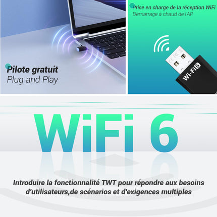 AX900 USB WLAN Stick - Dual Band 2.4GHz/5GHz WiFi 6 Adapter for PC/Desktop/Laptop with Built-in Driver, Compatible with Windows 11/10/8.1/8/7